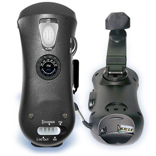 Hand-Crank Flashlight with Radio/Cell Phone & USB Device