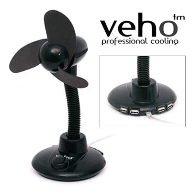 Veho USB Fan with 4 Port USB Hub