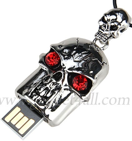 Jewel Skull Necklace USB Flash Drive 