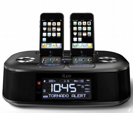  	 iPod and iPhone Alarm Clock with Weather Radio