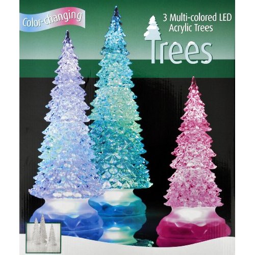 3 LED Multi Color Changing Acrylic Holiday Christmas Trees