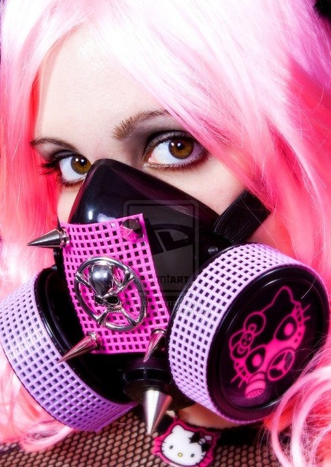 Hello Kitty Gas Mask with Skull Ornament