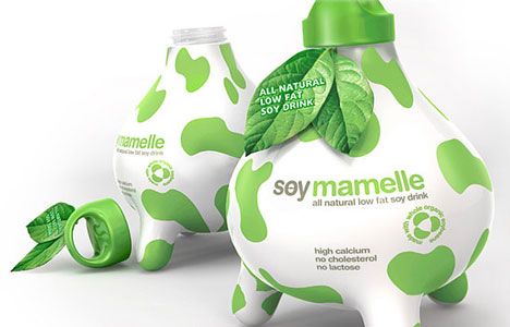 Cow-like packaging design for soy milk