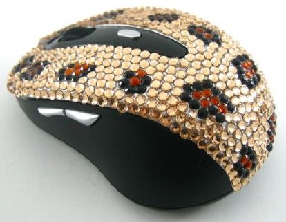 Gold Leopard Crystal Rhinestone Mouse