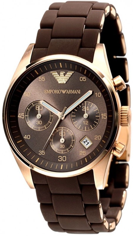 Emporio Armani Men’s Sport Rose Gold Ion-Plating Brown Chronograph Dial ...