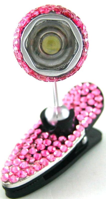 Pink Crystal Flexible 360 Degree Mini Clip-on LED Lamp Book Kindle Nook Reading Light 
