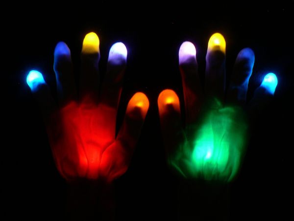 Skittles Custom Rave LED Glove Set