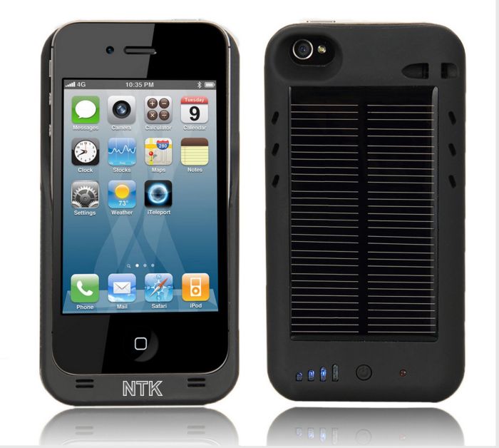 iPhone 4 4G External Solar Powered Battery Charger Case 