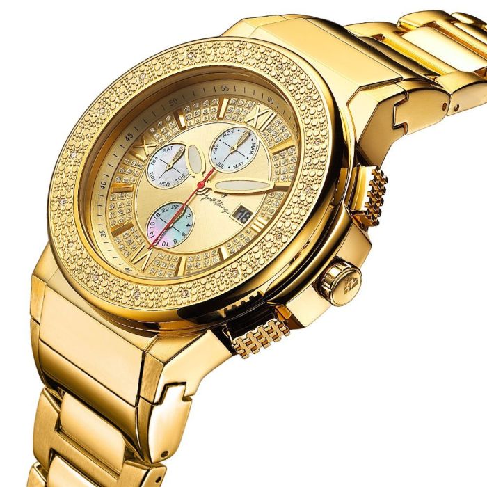 Just Bling Men's JB-6101-D_MC "Saxon" Gold and Money Clip Diamond Chronograph 18K Gold Plated Watch