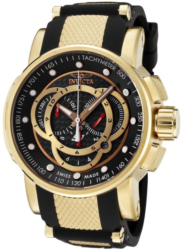 Invicta Men's 0896 S1 Chronograph Black Dial Black Polyurethane Watch
