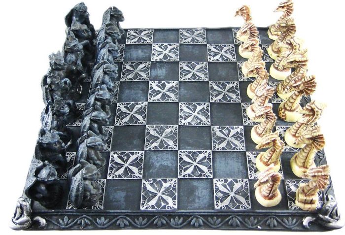 Gothic Dragon And Gargoyle Chess Set