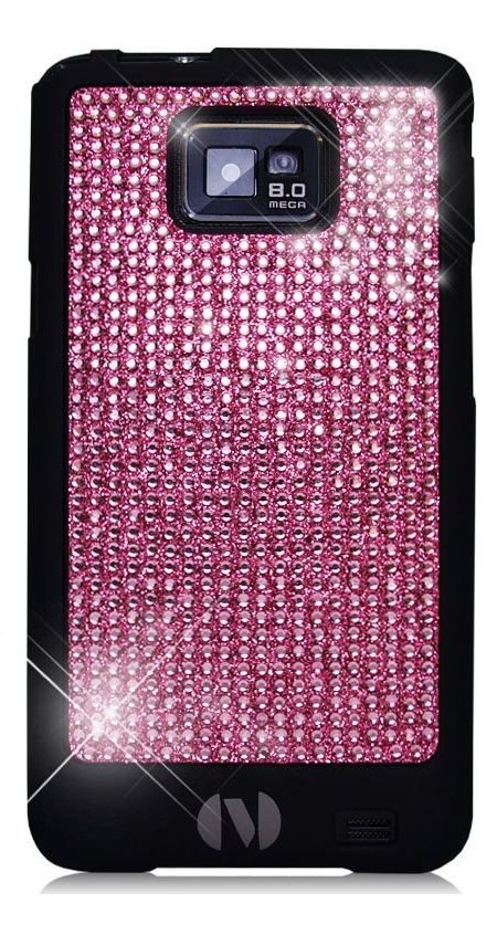 Samsung Galaxy S 2 II i9100 Novoskins Pink Crystal Chic Black Luxe Hard Case 
