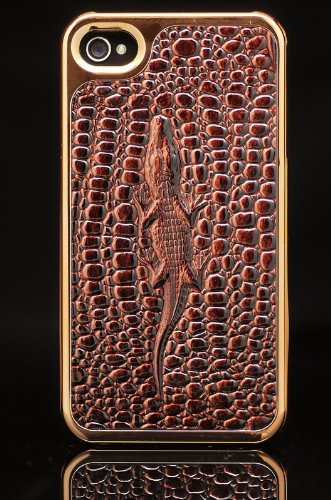 iPhone 4 4S Brown Leather Pattern Back 3D Case
