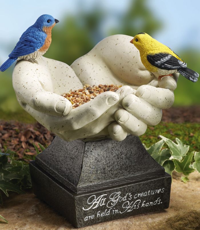 Hands Birdfeeder Statue