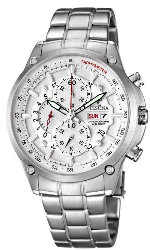 Festina Men's Stainless Steel White Dial Day Date Chronograph Watch F68171