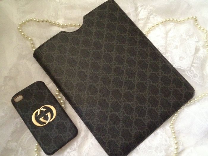 2 Luxury Black GG Monogram iPhone 4 & New iPad 2 3 Tablet 