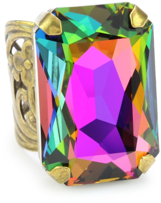 "Aurora Sky" Multi-Crystal Large Cocktail Adjustable Ring