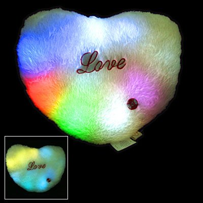 Color Changing Flashing LED Light Plush Heart Pillow Cushion