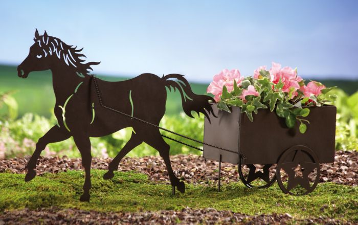 Horse And Buggy Garden Shadow Stake W/ Planter