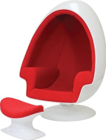 Egg Chair & Ottoman in Red