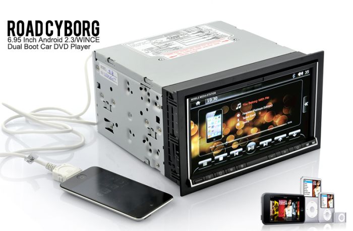 Road Cyborg - 6.95 Inch Android 2.3/WIN CE Dual-Boot Car DVD Player 