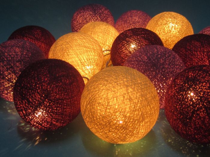 Mix Cotton Ball Patio Party String Lights 