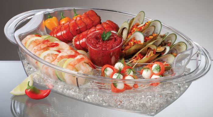 BUFFET ON ICE 4 COMPARTMENT VENTED FOOD TRAY