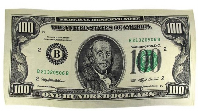 hundred dollar bill towel