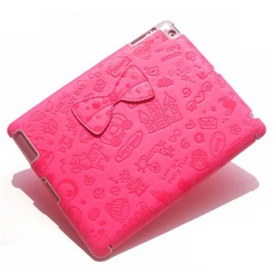Magic girl Series Cartoon PU Leather Case Cover Stand with Bowknot For iPad 2