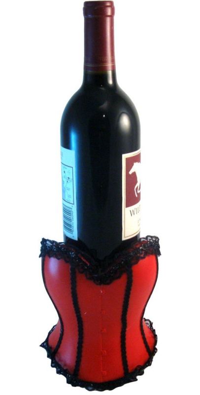 Black Lace Corset Wine Bottle Holder