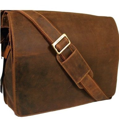 Visconti Leather Distressed Messenger Bag 