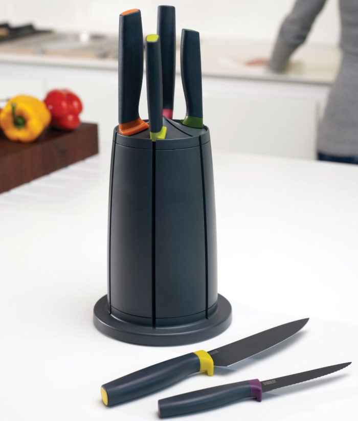 Elevate Knives Carousel Set with Rotating Knife Block