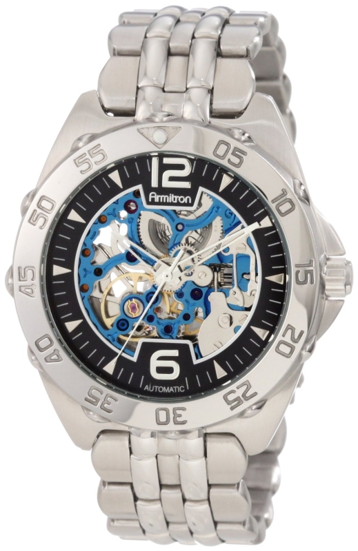 Armitron Men's 20/4768BISV Automatic Silver-Tone and Blue Accented Dress Watch