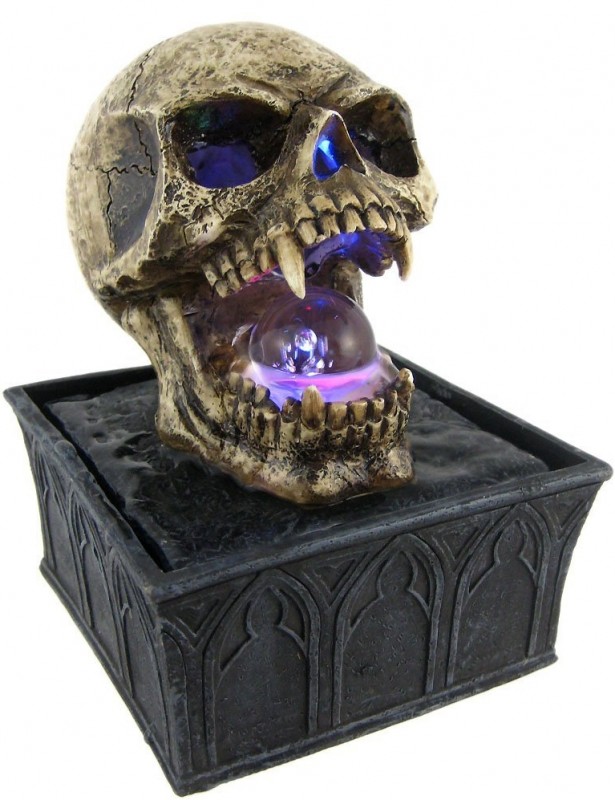 Small Gothic Vampire Skull Tabletop Fountain Evil