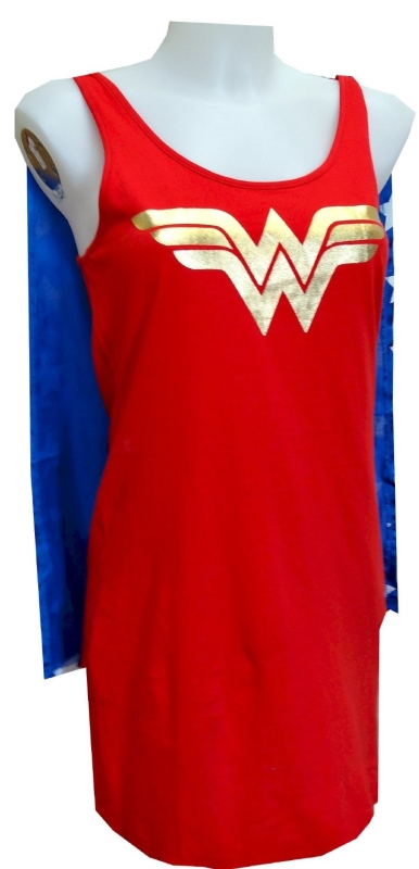 Wonder Woman Tank Style Night Shirt with Cape for women