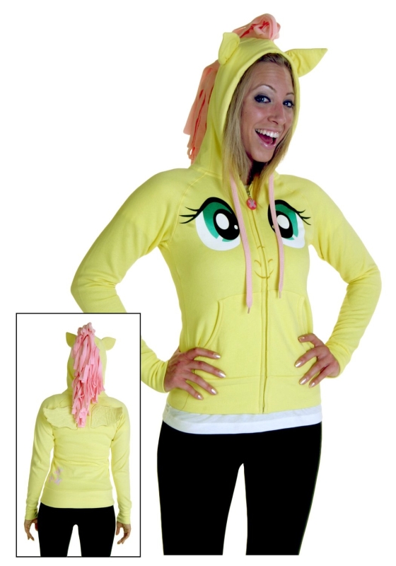 My Little Pony Fluttershy Pegasus Face Juniors Butter Yellow Costume Hoodie