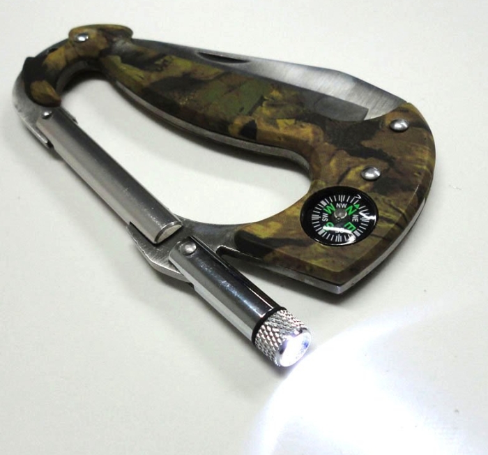 Carabiner Multi Tool Knife with LED Light
