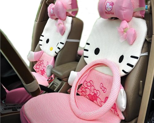 Kitty 3D Auto Car Rearview Front Rear Seat Saddle Cover