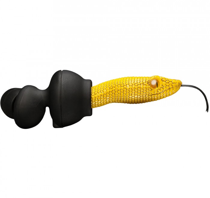 Quarkie Viper Head Yellow In Ear Headphones with Inline Microphone and Remote