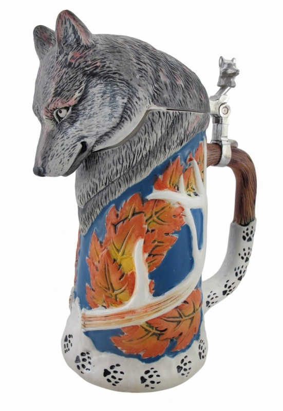  Wolf Beer Stein with Lid