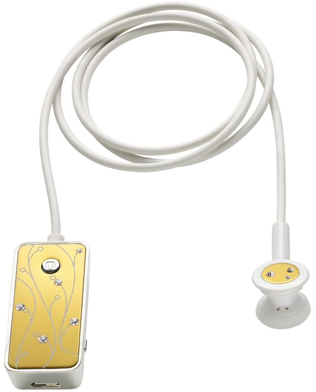 Crystal Flowers Bluetooth Headset - Gold/White