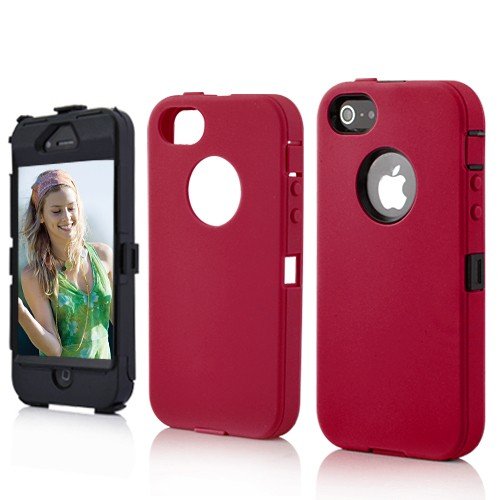 Red Rugged Heavy Duty Hard Dual Layer Weather and Water Resistant Case for the NEW Apple iPhone 5