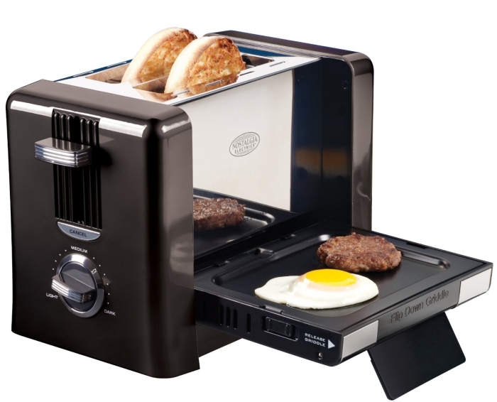 Nostalgia Electrics BTG-100BLK Flip-Down Breakfast Toaster