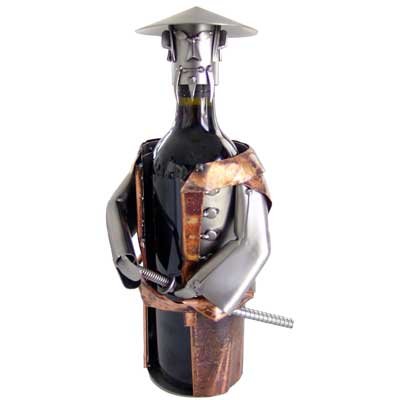 Samurai Wine Bottle Holder H&K Steel Sculpture