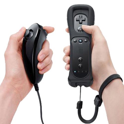 Black Built-in Motion Plus Wii Remote + Nunchuck Controller