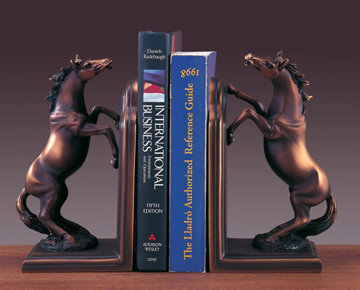 Bookends Set Horse Bronze Plated Statue Sculpture NIB