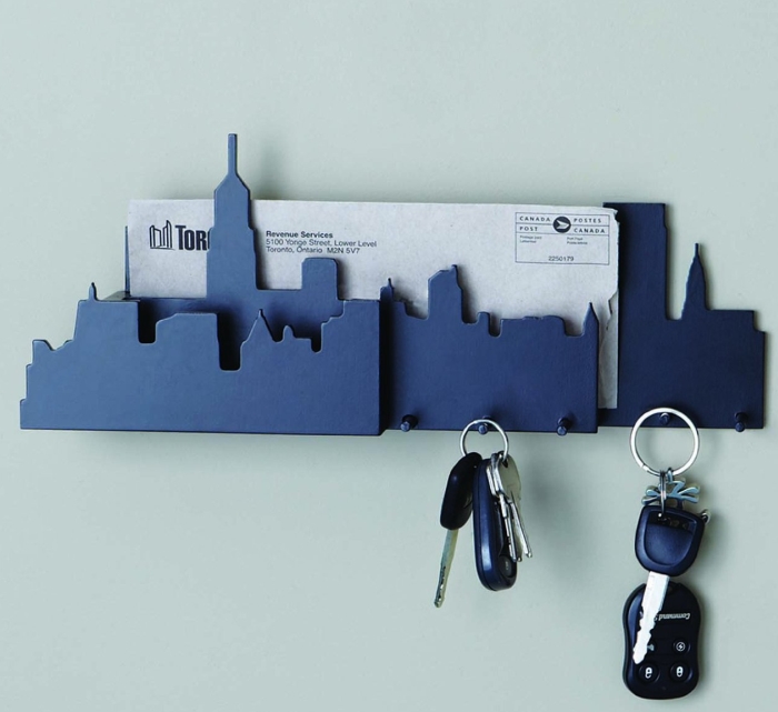  Cityscape Wall Mounted Key and Mail Holder
