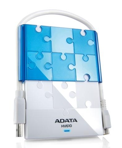 ADATA DashDrive HV610 1TB USB 3.0 External Hard Drive, White
