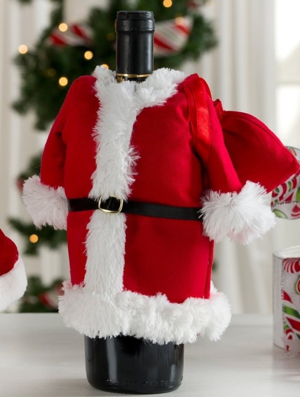 Santa Suit with Toy Bag Wine Bottle Cover