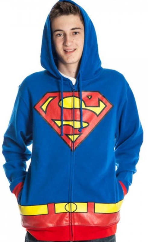 Superman Adult Costume Hoodie Hooded Sweatshirt